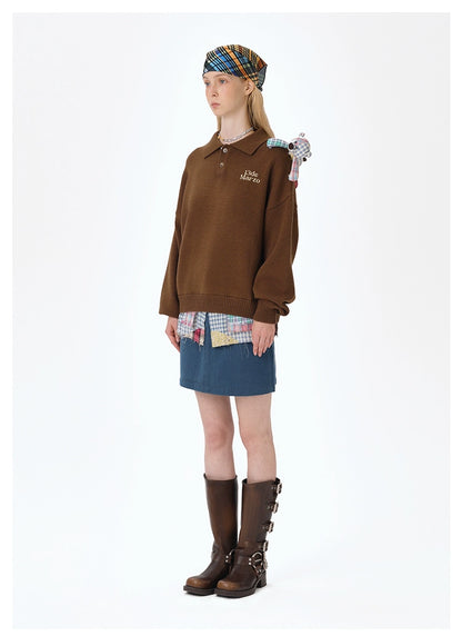 Plaid Bear Polo Sweater
