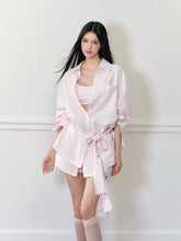 Pink Oversized Striped Shirt - CHINASQUAD