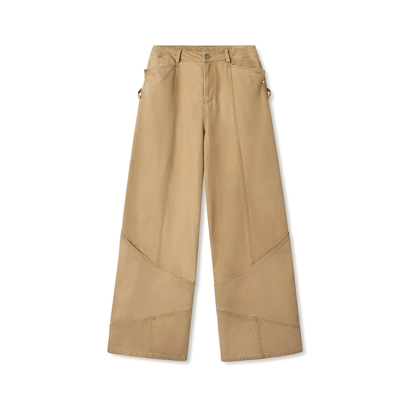 Washed Distressed Large Pockets Wide-Leg Pants - CHINASQUAD