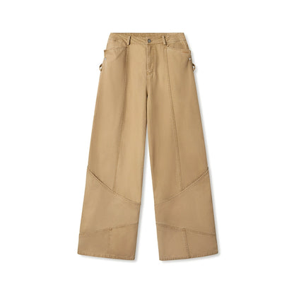 Washed Distressed Large Pockets Wide-Leg Pants - CHINASQUAD