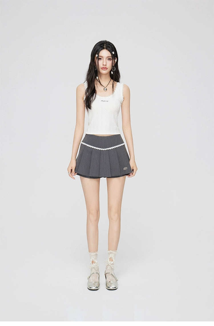 Lace-Paneled Skirt - CHINASQUAD