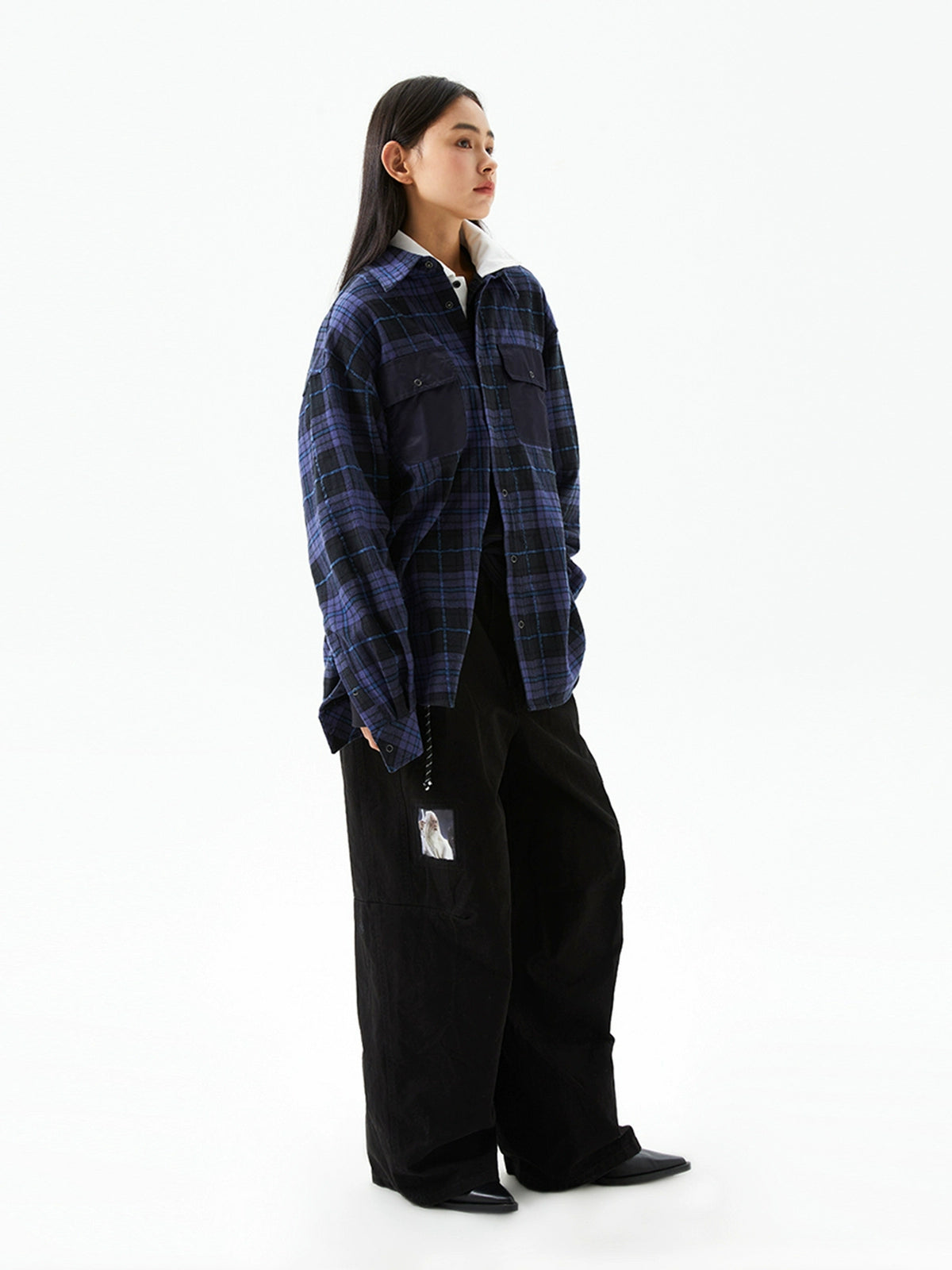 Black &amp; Green Relaxed Straight-Leg Pants