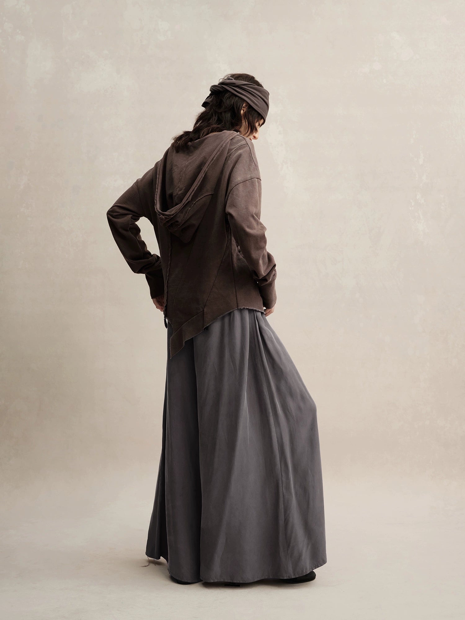 Grey Layered Wide-leg Flared Pants