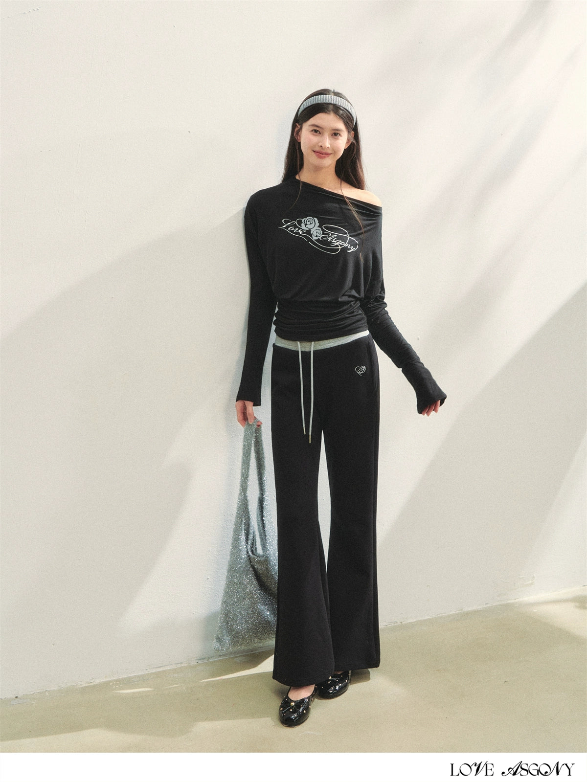 Contrast Color Tie-Waist Flared Casual Pants - CHINASQUAD