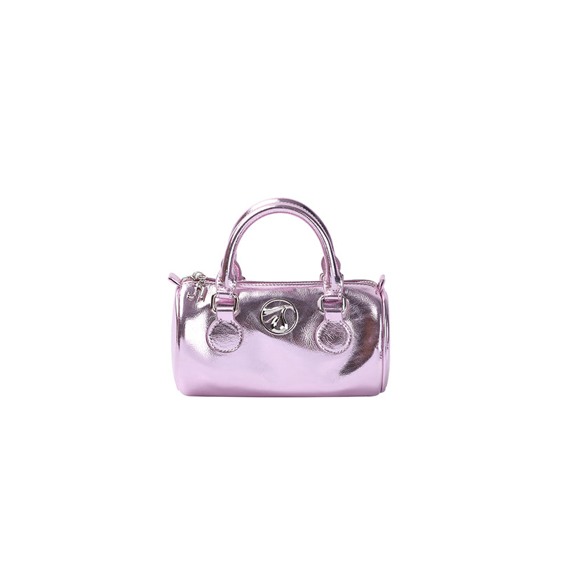 Pink &amp; Silver Patent Leather Bag - CHINASQUAD