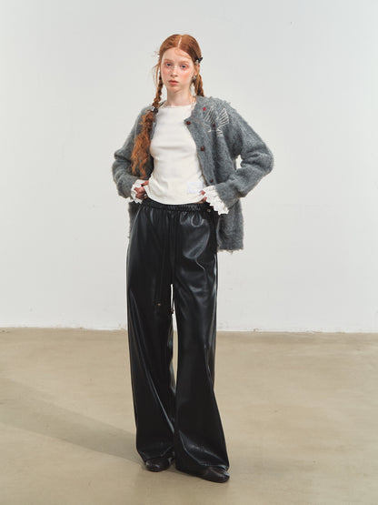 Relaxed Curve‑Hem PU Pants - CHINASQUAD