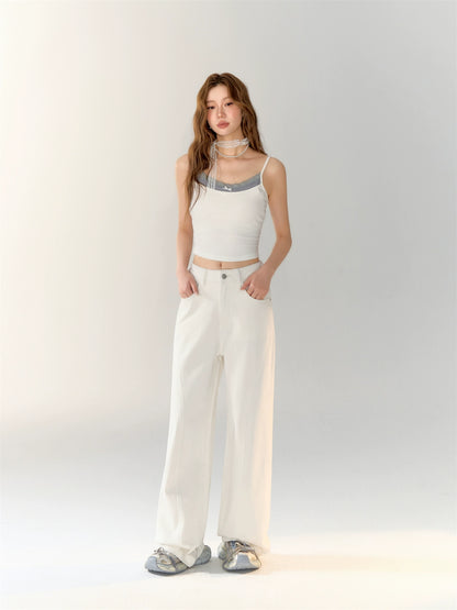 White High-Waisted Wide-Leg Jeans