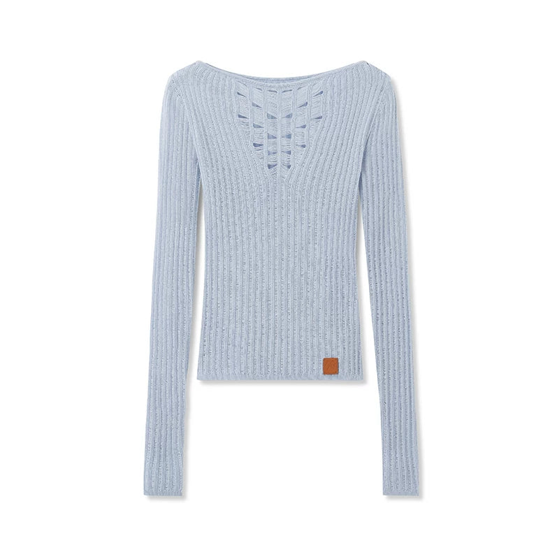 Blue Ridge V-Neck Fitted Knit Sweater