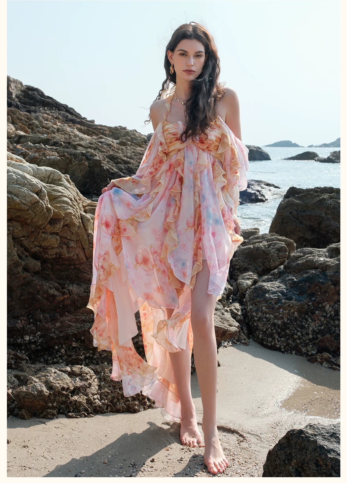 Layered Halter Maxi Dress