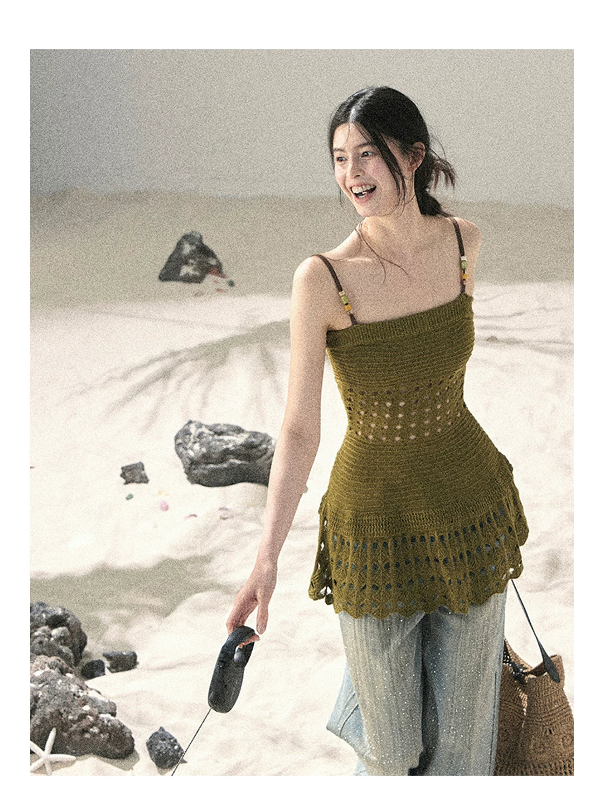 “The Space Between” Open-Shoulder Knit Camisole