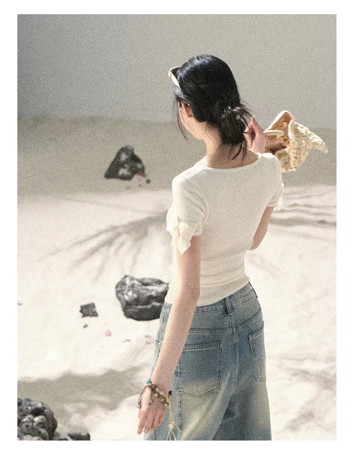 Square Neck Cut-Out Slim Fit Knit Top