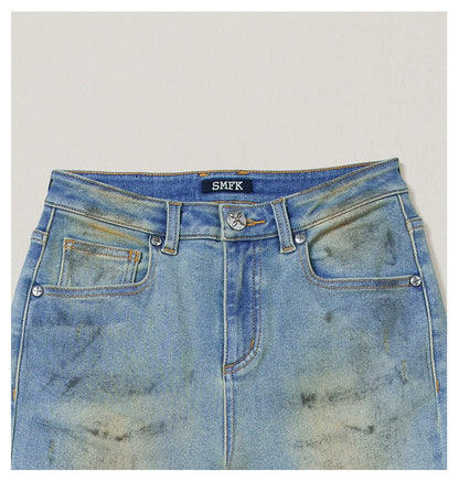 Desert Storm Hand-Painted Flared Jeans