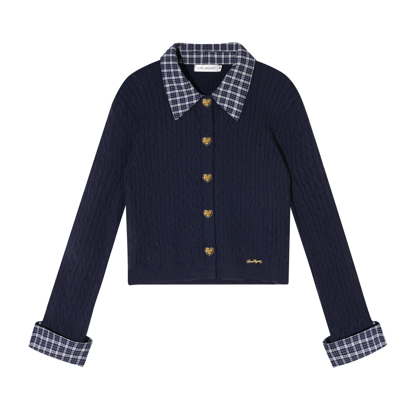 Wool Blend Plaid Patchwork Cable Knit Cardigan