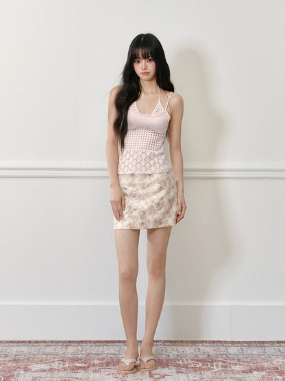 Beaded Flower Low-Waist Pencil Skirt - CHINASQUAD