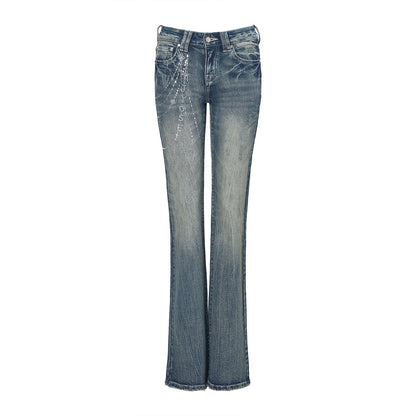 Washed Blue Bootcut Stretch Denim Jeans