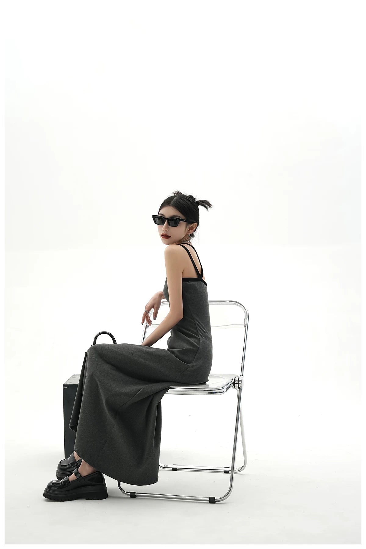 American Street-Style Slim-Fit Camisole Maxi Dress