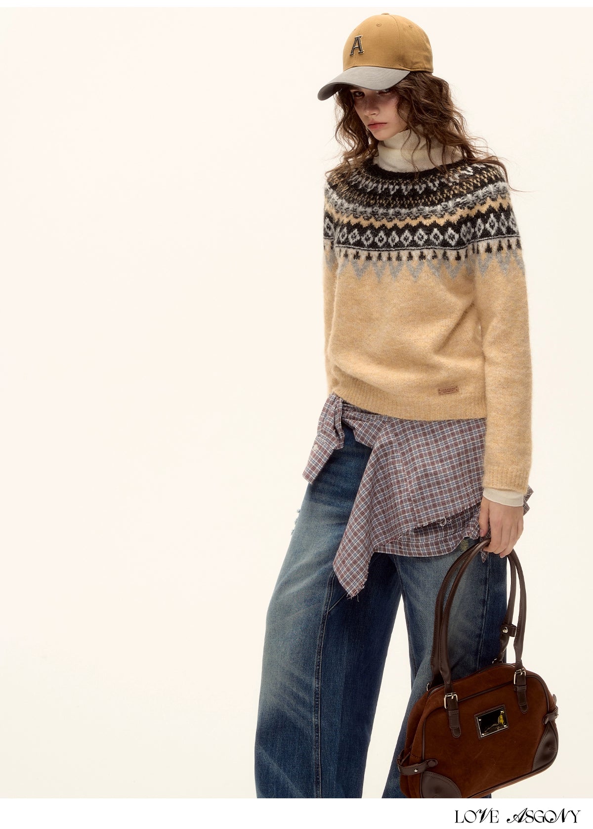 Asgony Retro Contrast Lettering Baseball Cap