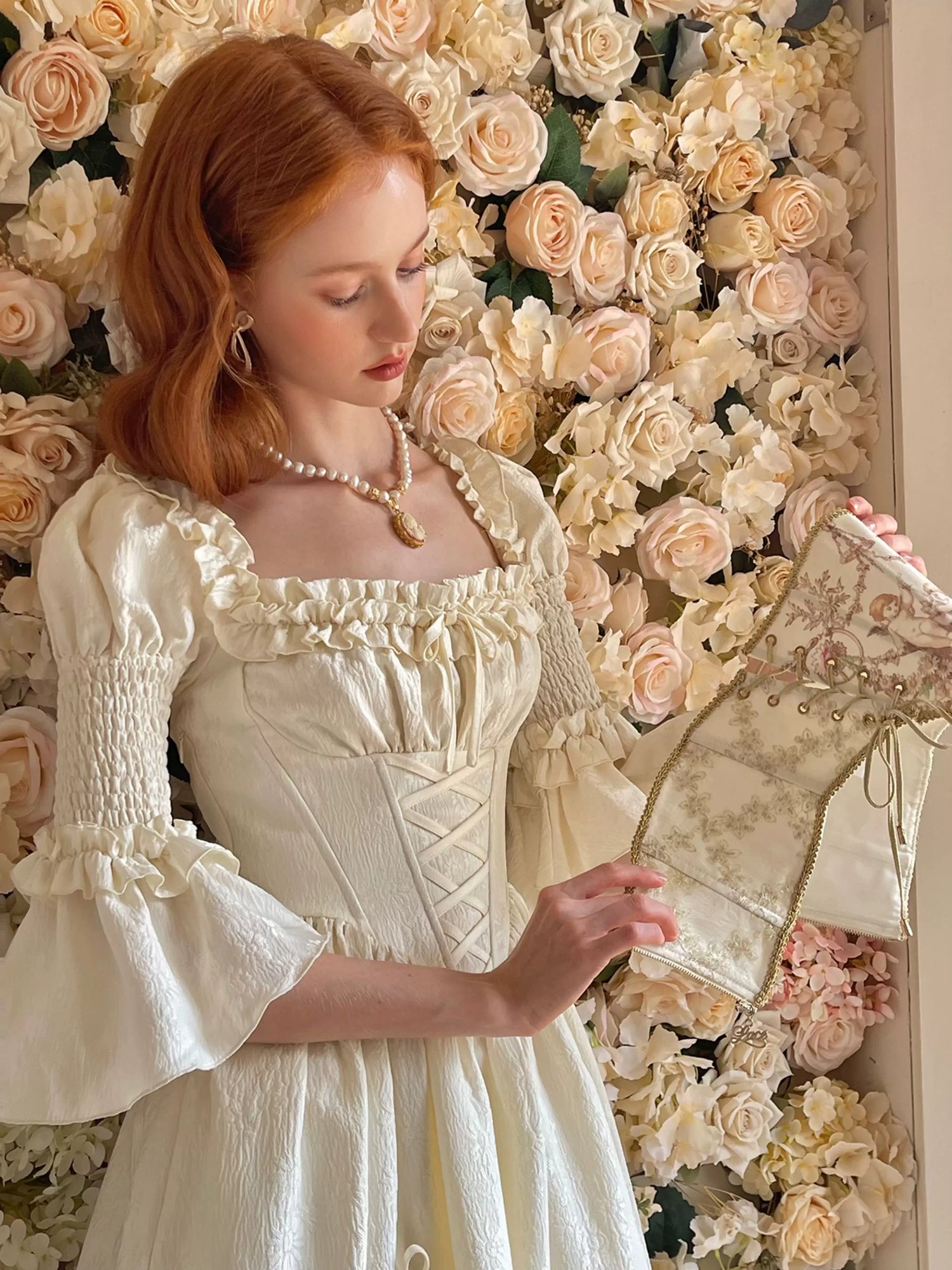 Vintage Court-Style Dress &amp; Waist Belt Set