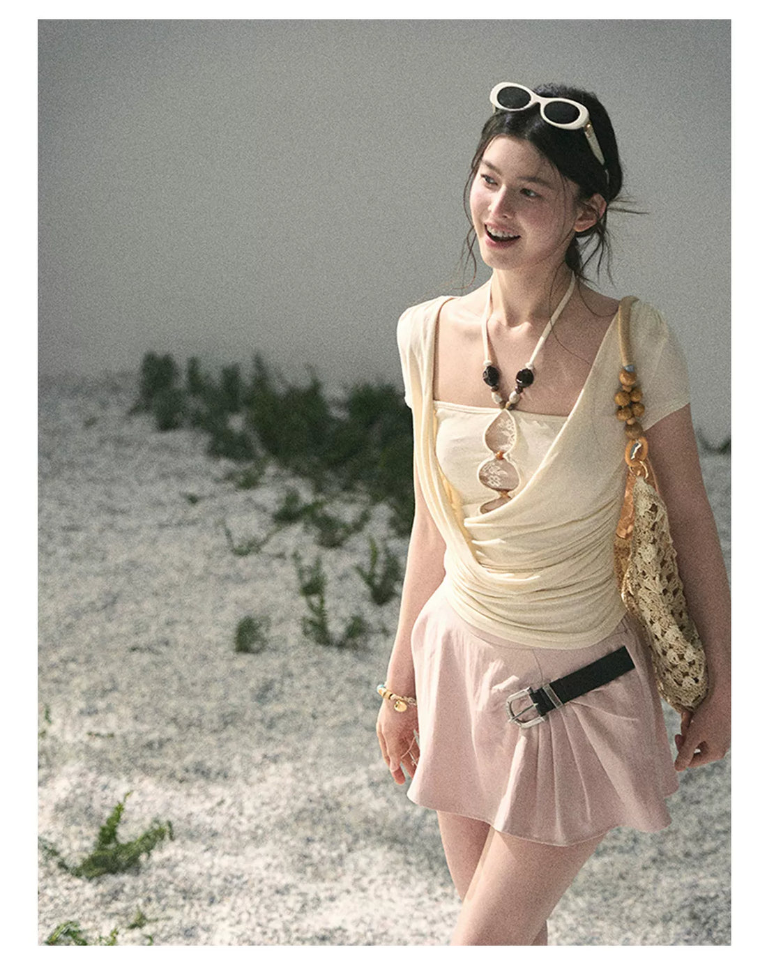 Soft Veil Halter Layered Top