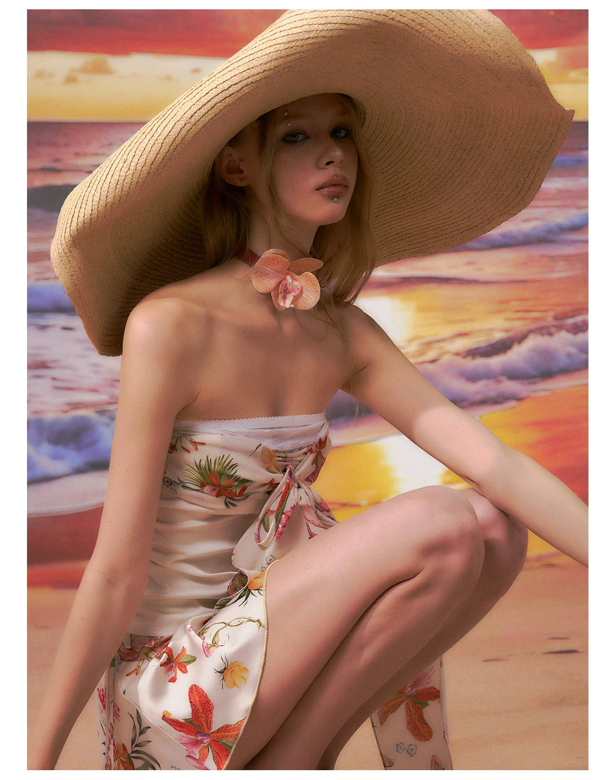 Printed Bandeau Top &amp; Mini Skirt Set