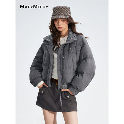 Wool-Blend Knit Spliced Down Jacket