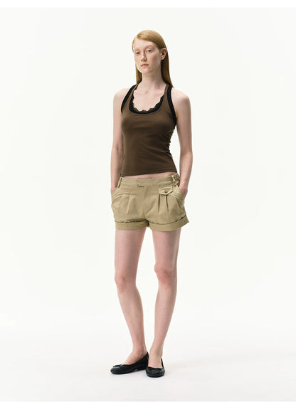 Layered Lace Trim Racerback Tank Top