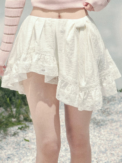 Moonlit Ripple Lace Mini Skirt