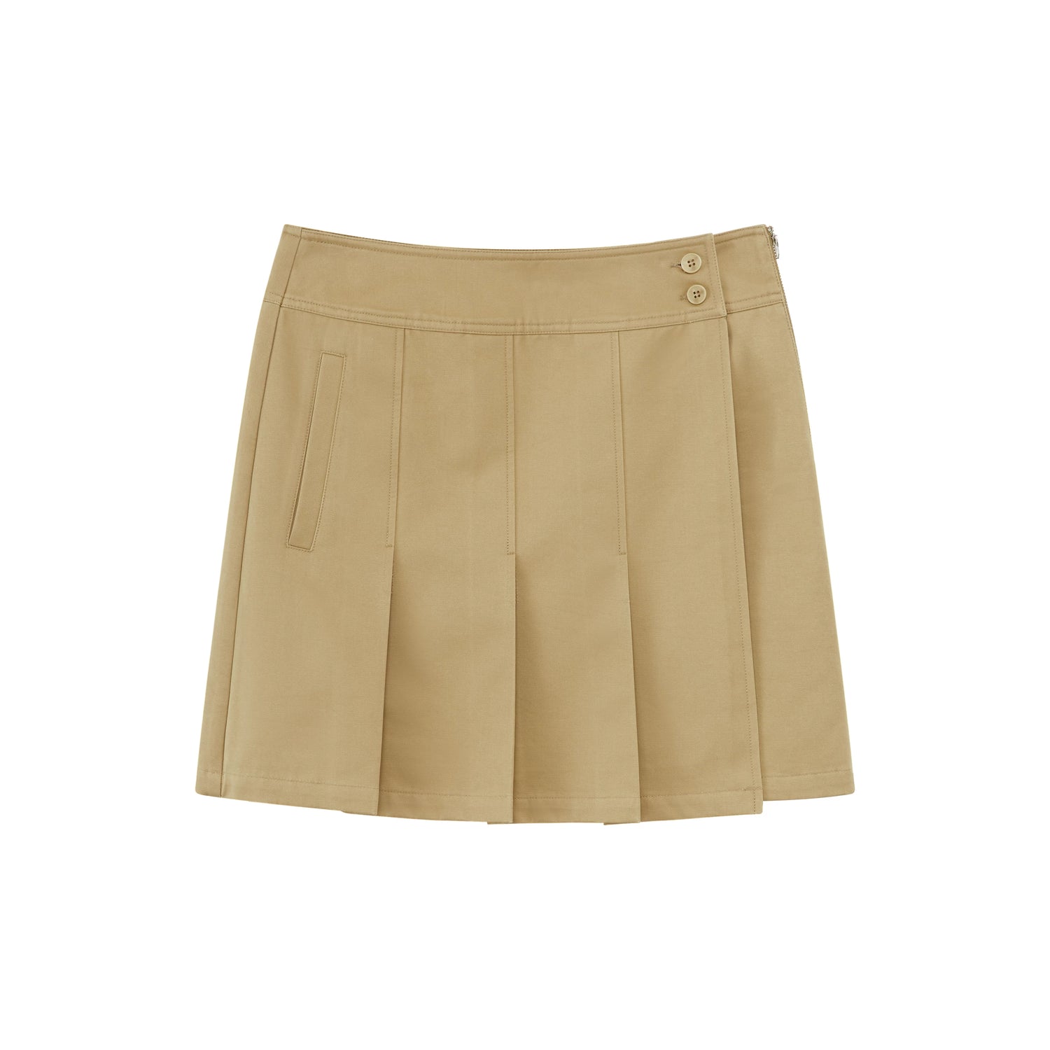 Side-Zip Layered-Effect Pleated Mini Skirt