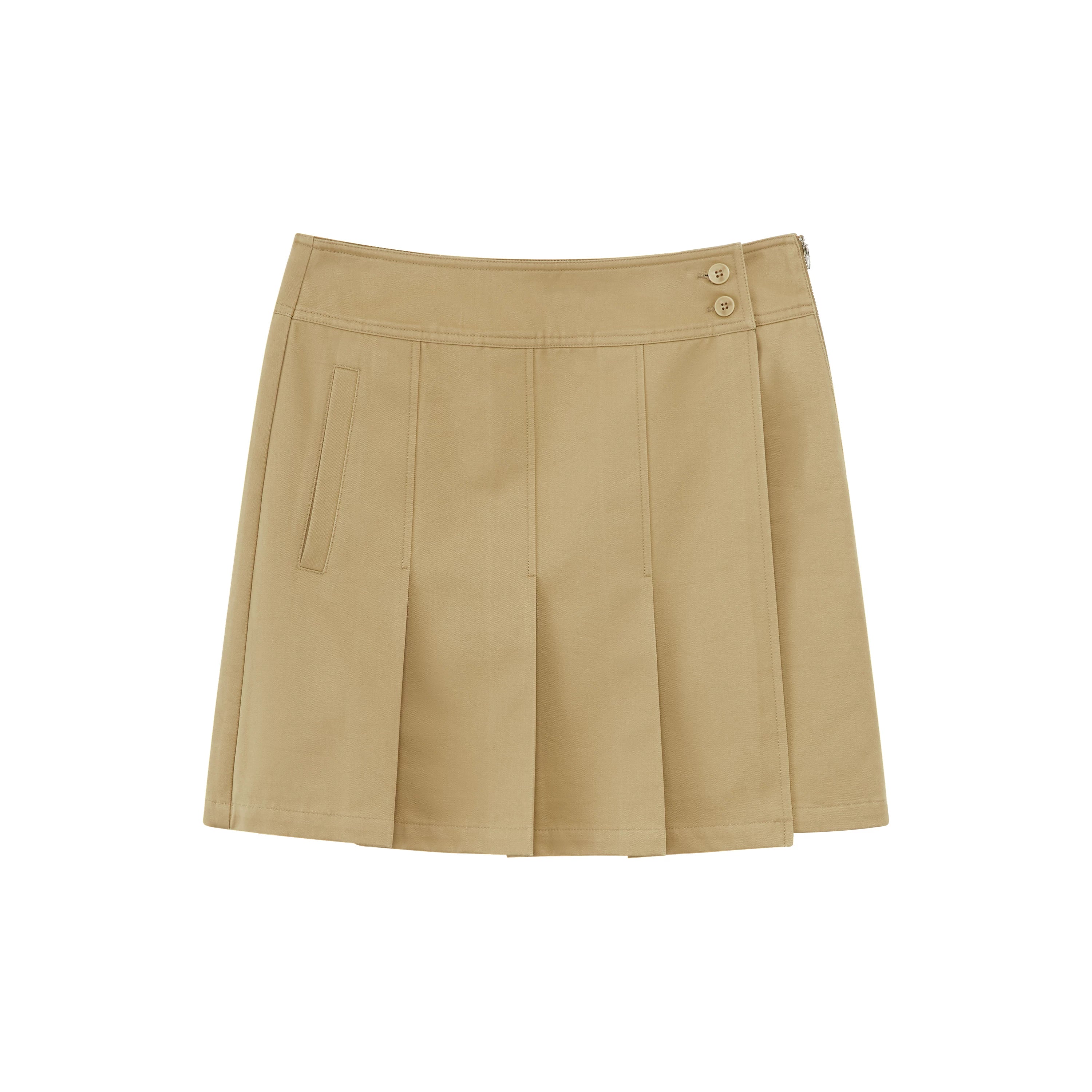 Side-Zip Layered-Effect Pleated Mini Skirt