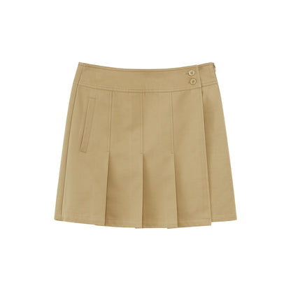 Side-Zip Layered-Effect Pleated Mini Skirt