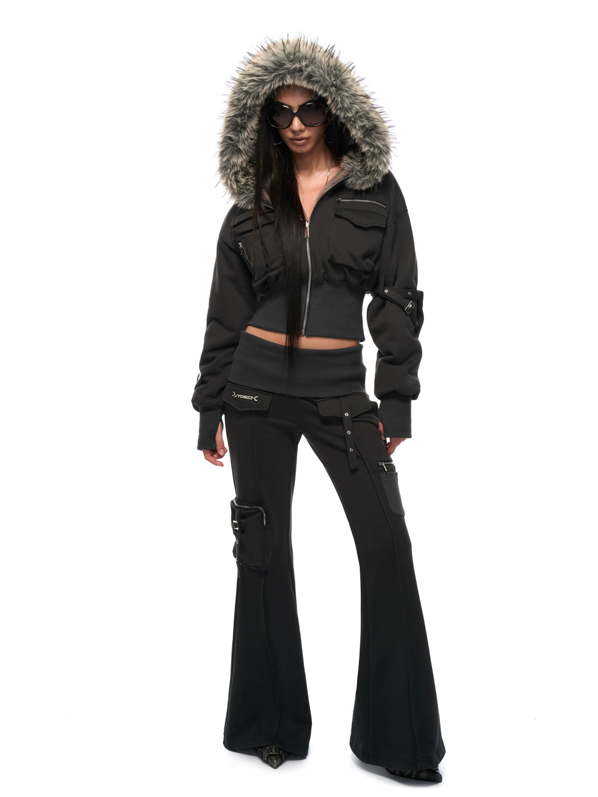 Waist-Cinched Hoodie &amp; Flare Pants Set