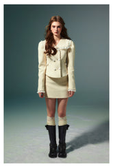 Naval Collar Wool Jacket & Skirt Set - CHINASQUAD