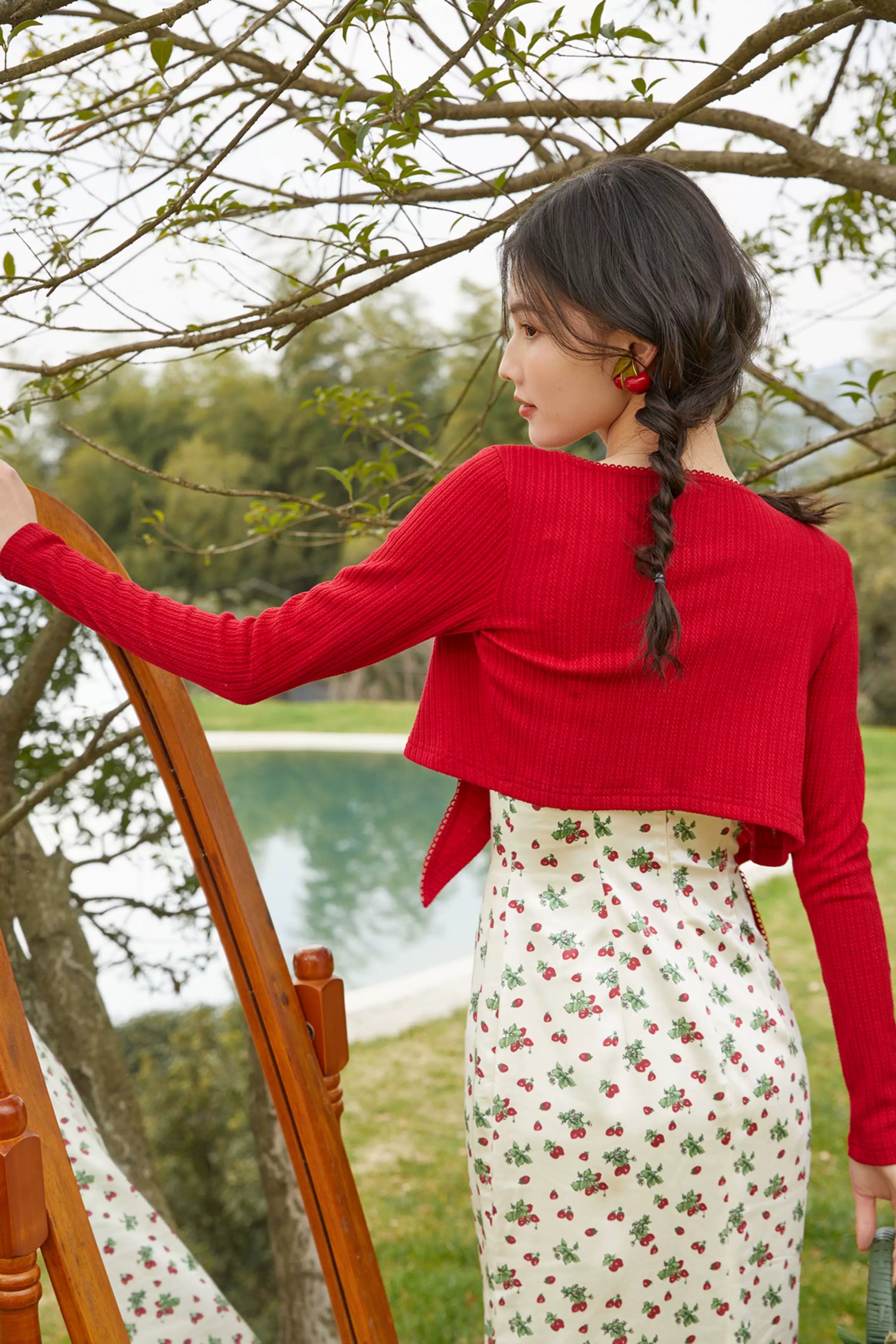 Vintage Satin Floral Slip Dress &amp; Cardigan Set