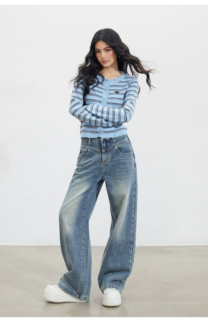 Vintage Washed Wide-Leg Jeans - CHINASQUAD