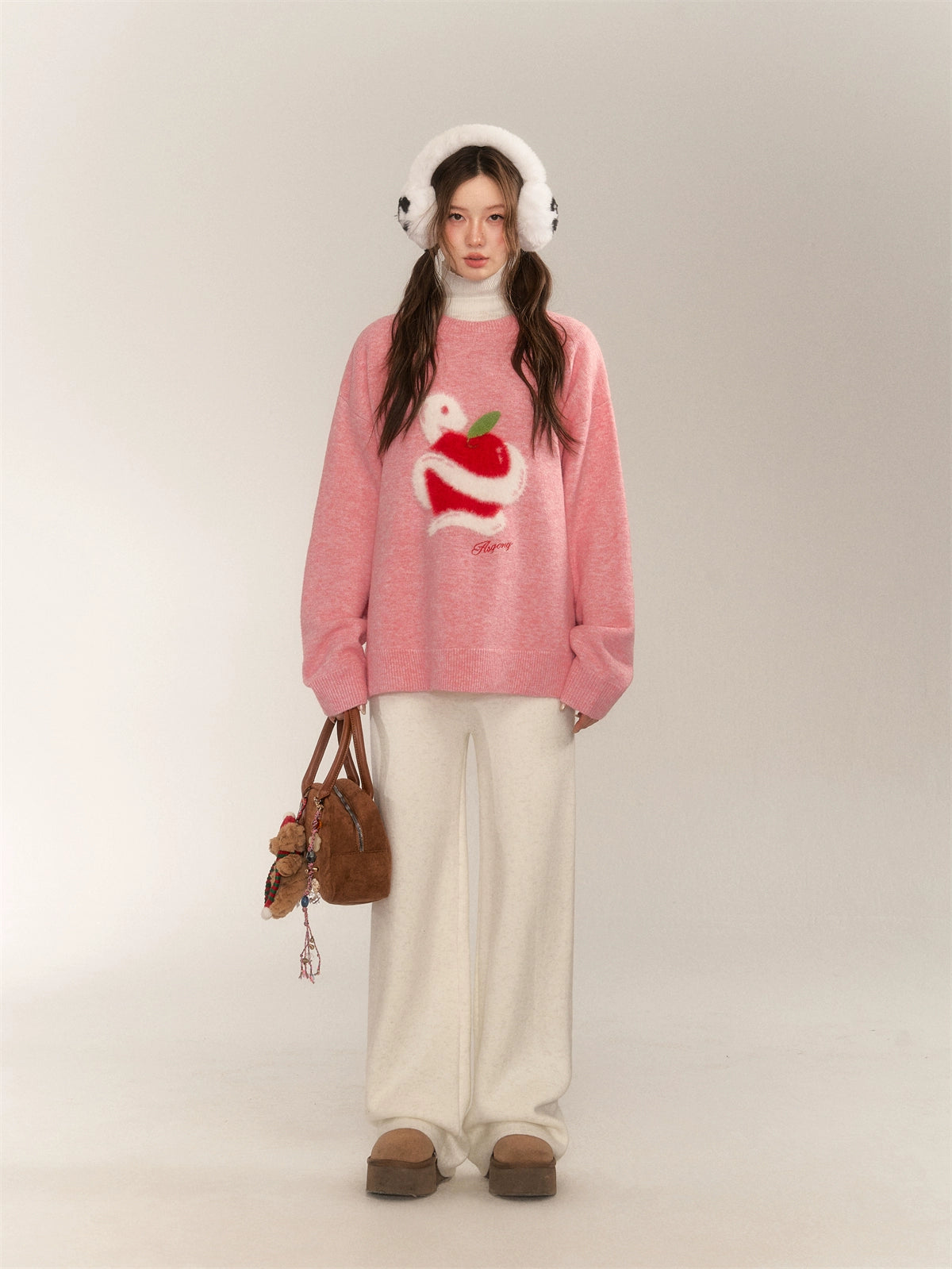 Apple Jacquard Pullover Sweater