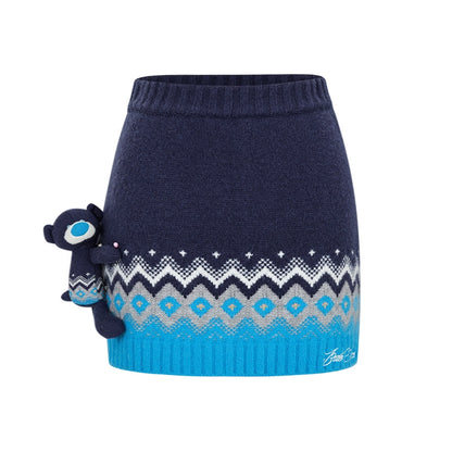 Jacquard A-Line Knit Mini Skirt