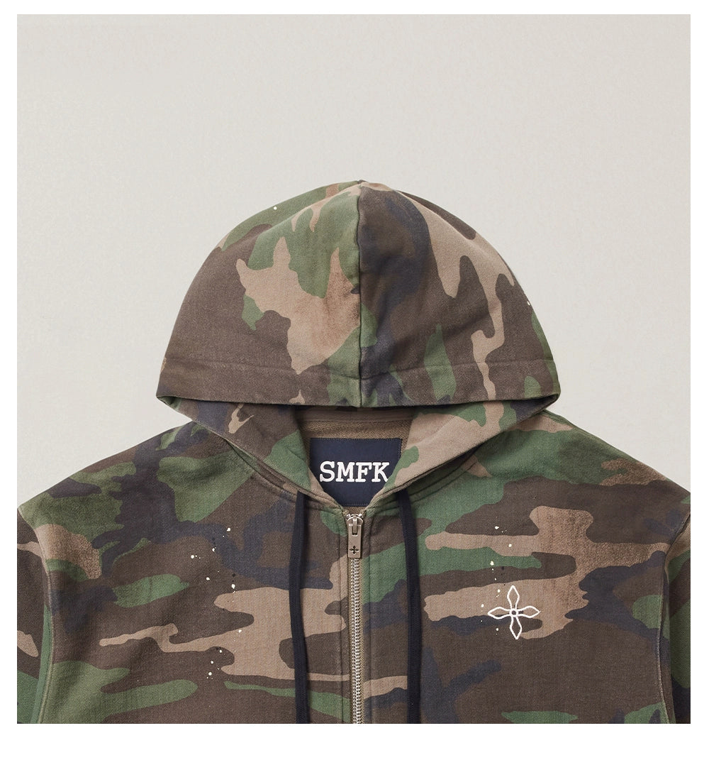 Cross Emblem Oversized Zip-up Hoodie