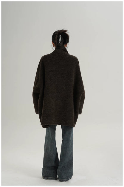 Scarf-Detail Mid-Length Wool Jacket