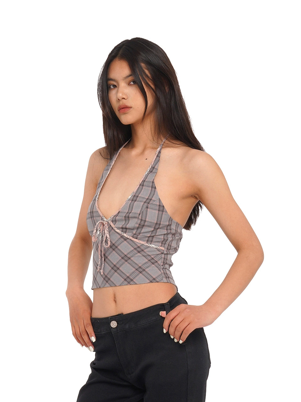 Halter Neck Bow Trim Top