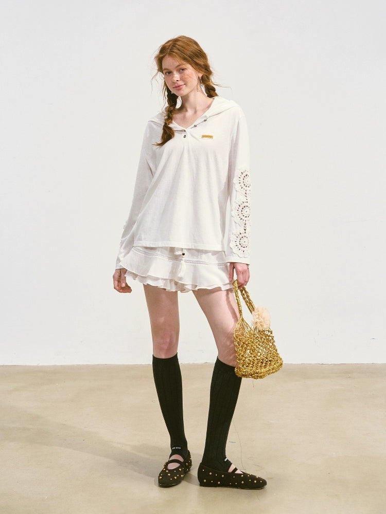 White Lace Hooded Cooling T-shirt