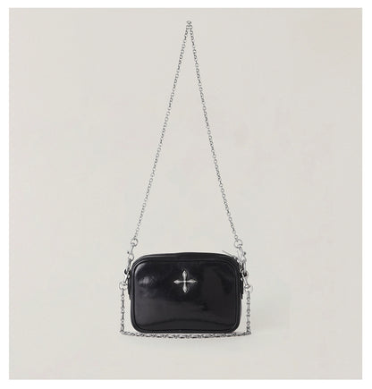 Compass Badge Leather Chain Bag (Small)