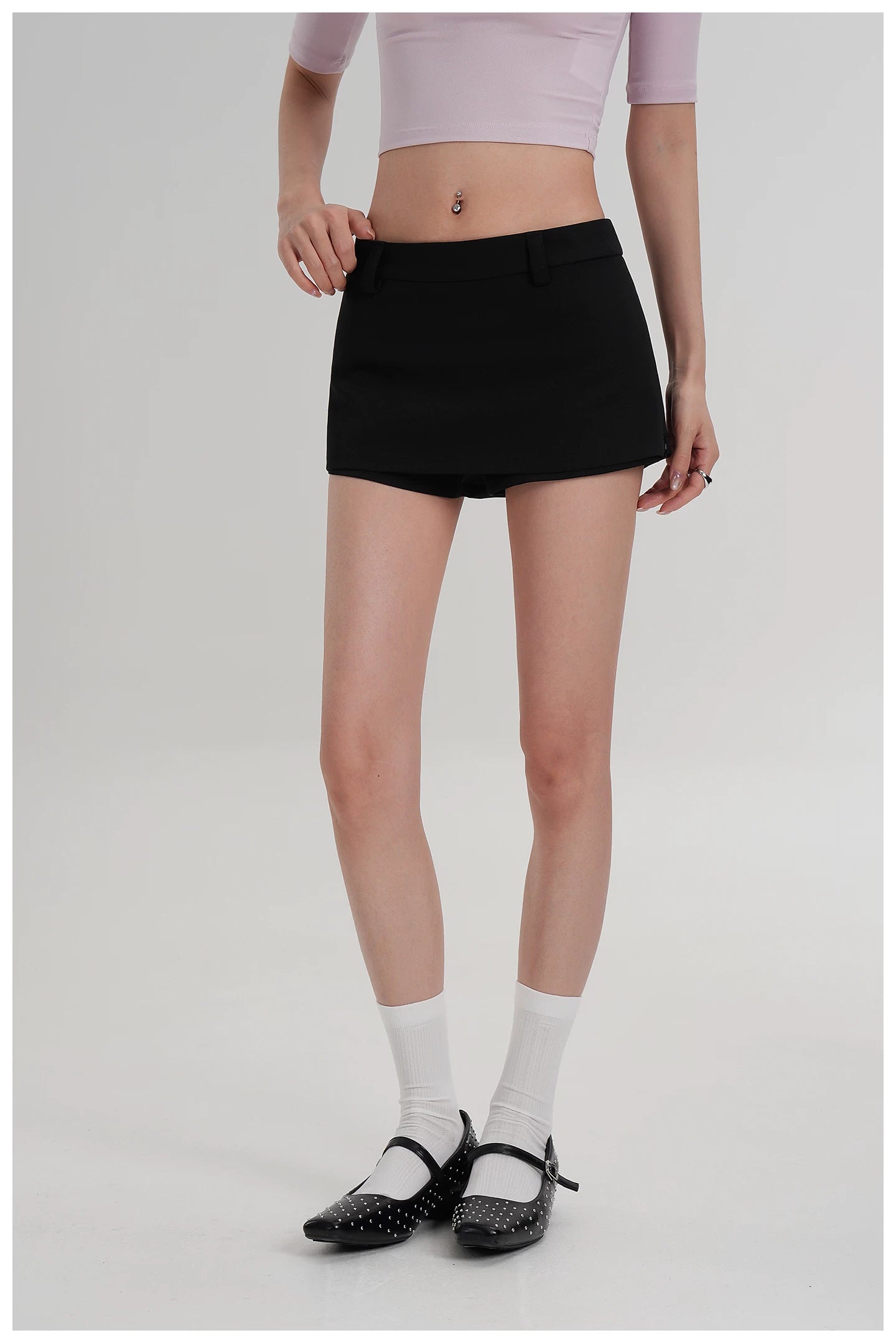 Minimalist Side-Zip Skort Mini Skirt