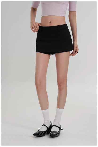 Minimalist Side-Zip Skort Mini Skirt
