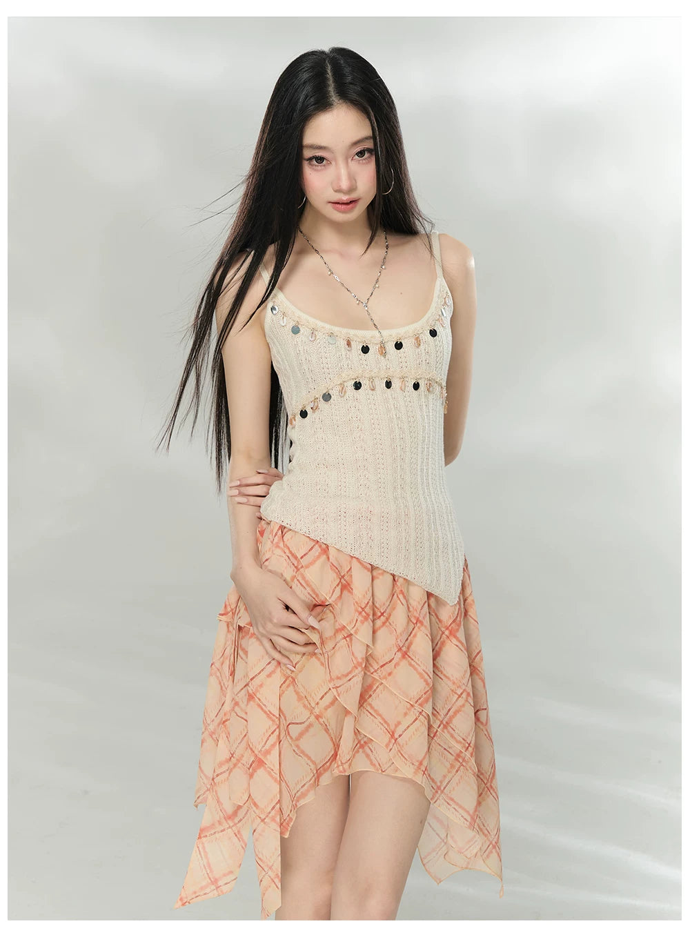 Embellished Knit Cardigan &amp; Camisole Set