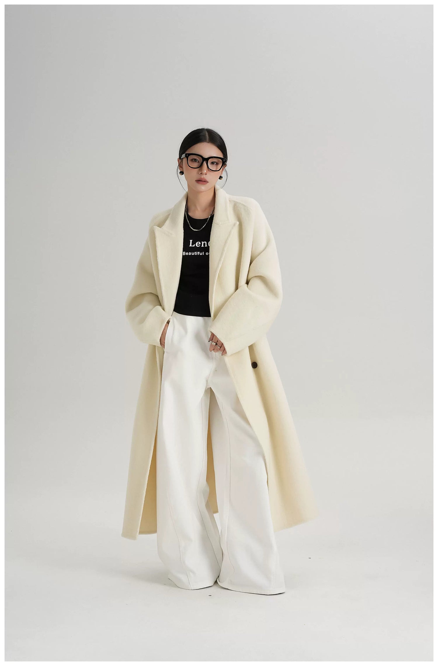 Tie-Belt Long Wool Coat