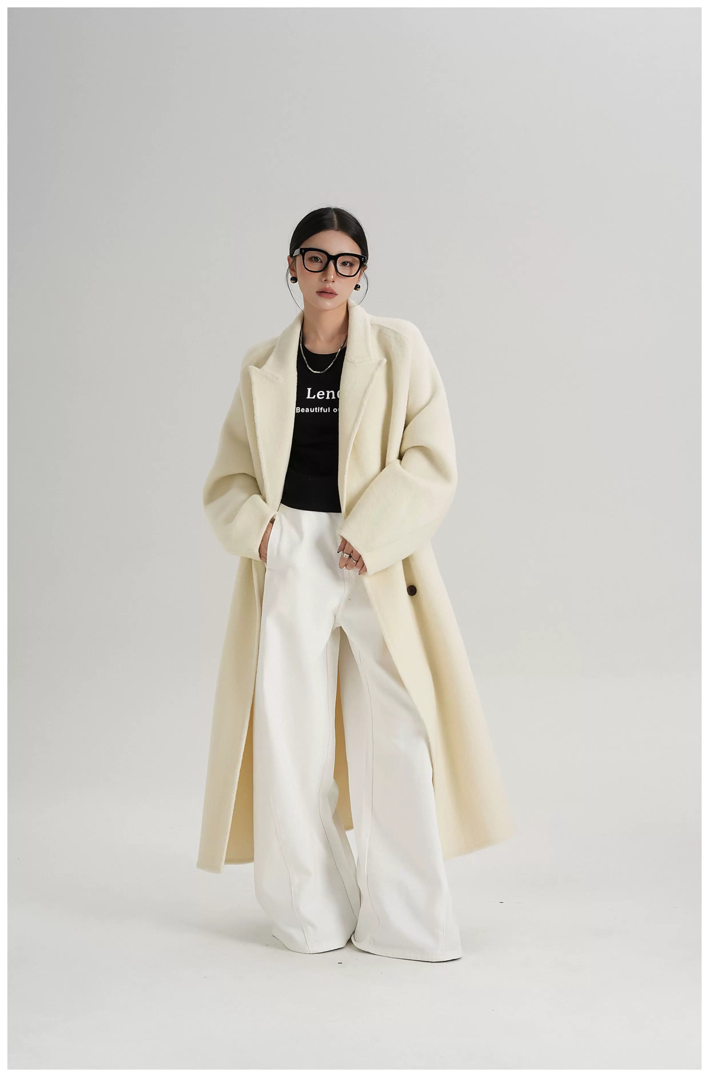 Tie-Belt Long Wool Coat