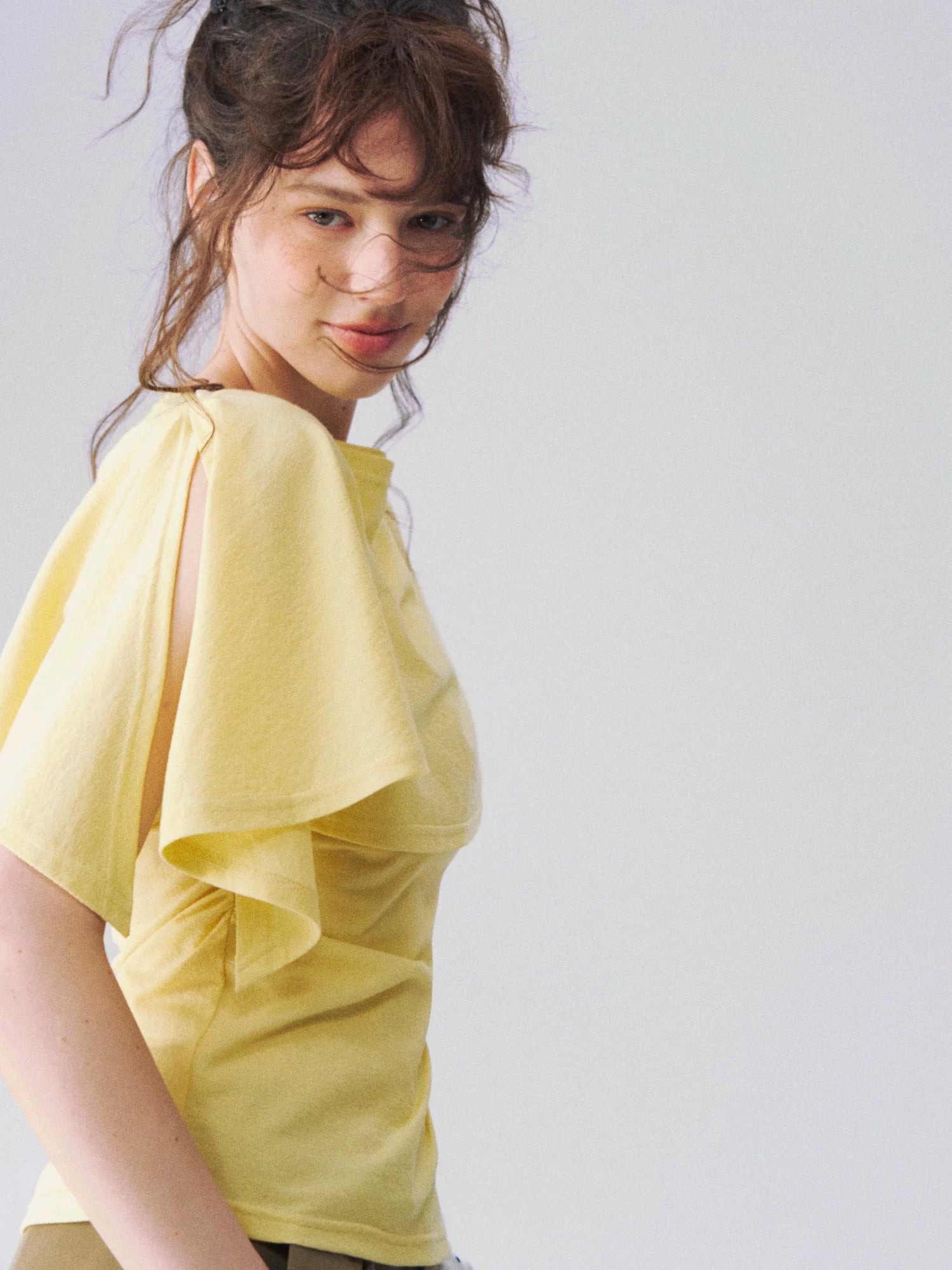 Layered Cape-Effect Slim-Fit Top
