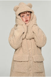 Plush Loungewear Pajamas Set with Bear Ear Hat - CHINASQUAD