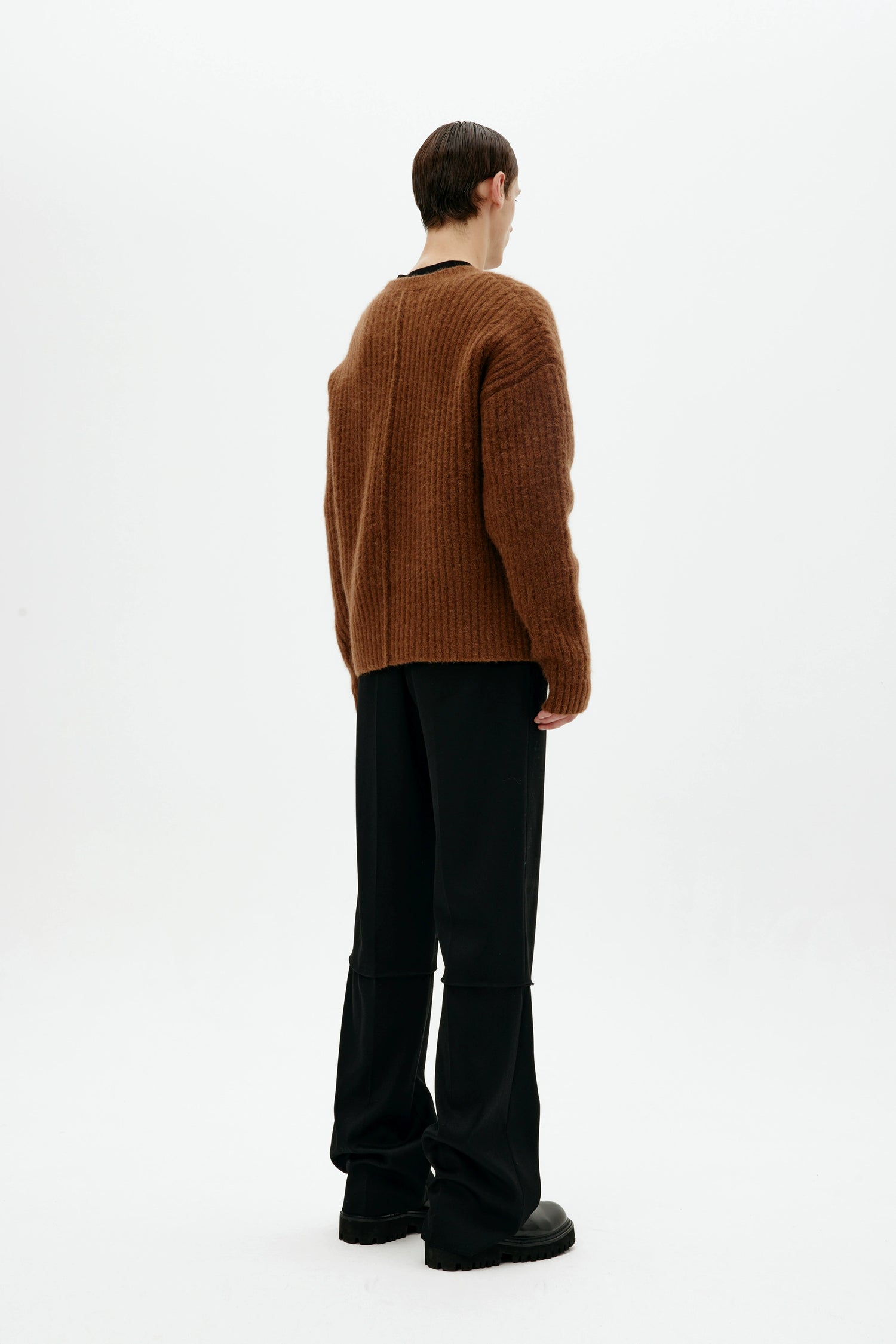 Mohair Wool Multi-Button Crewneck