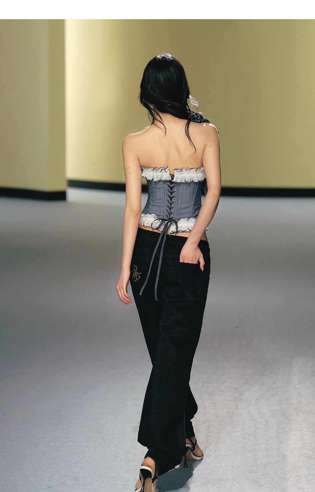 Blue &amp; Gold Striped Corset